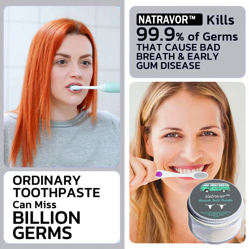 Natravor™Miracle Tooth Powder🦷Obtain American Dental Association (ADA) Certification (Treats periodontitis and mouth ulcers, prevents tooth loss, and repairs gum recession)