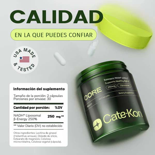 🔥Suplemento Alternativo Cate-Kon – Alta Pureza para Antienvejecimiento, Energía y Enfoque – 60 Cápsulas🔥