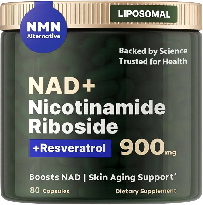 Suplemento de NAD de alta pureza (ribosida de nicotinamida liposomal, resveratrol, quercetina) para combatir el envejecimiento, generar energía y concentrarse