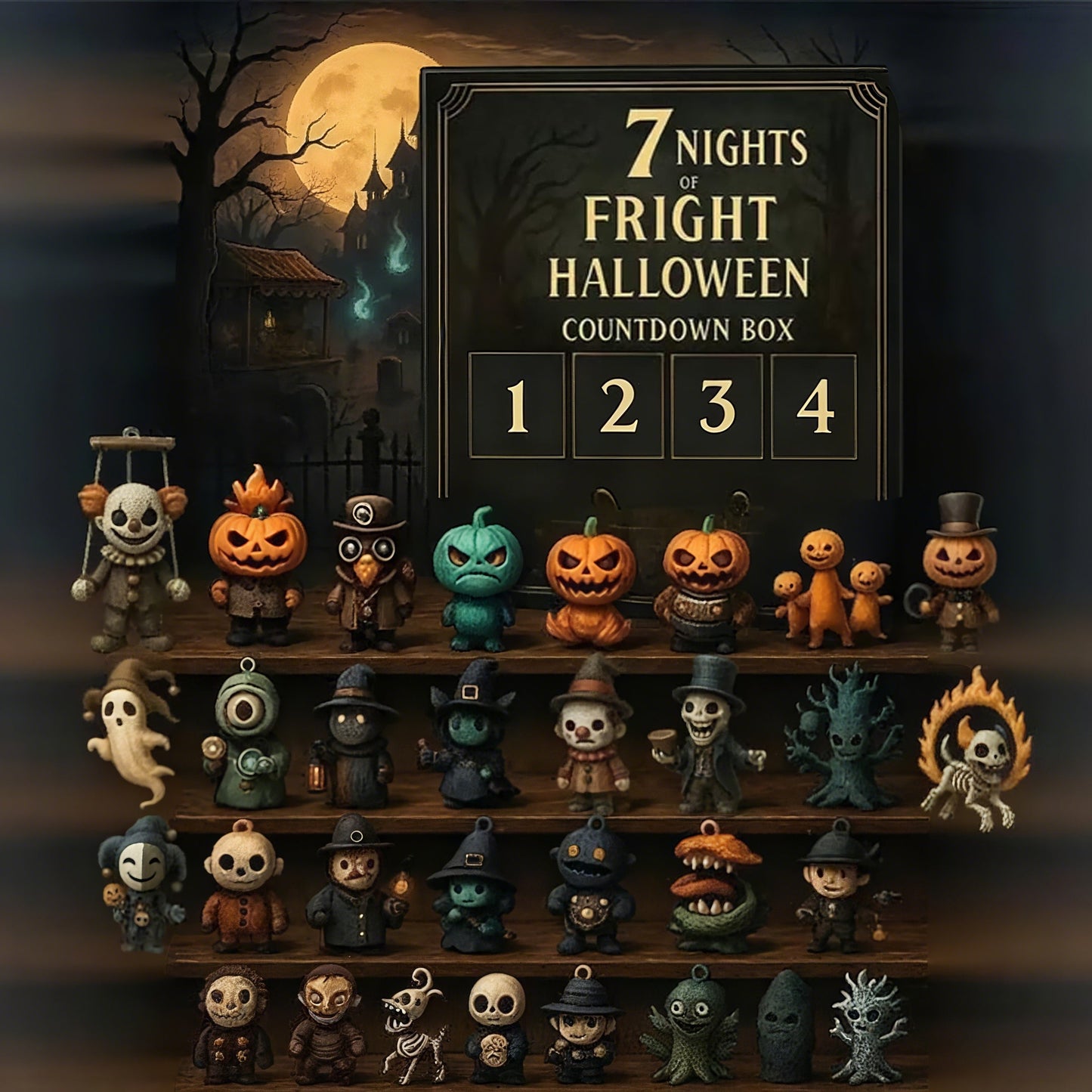 🔥LAST DAY 49% OFF - 🎃31 Nights of Fright – Halloween Countdown Box with Figurines