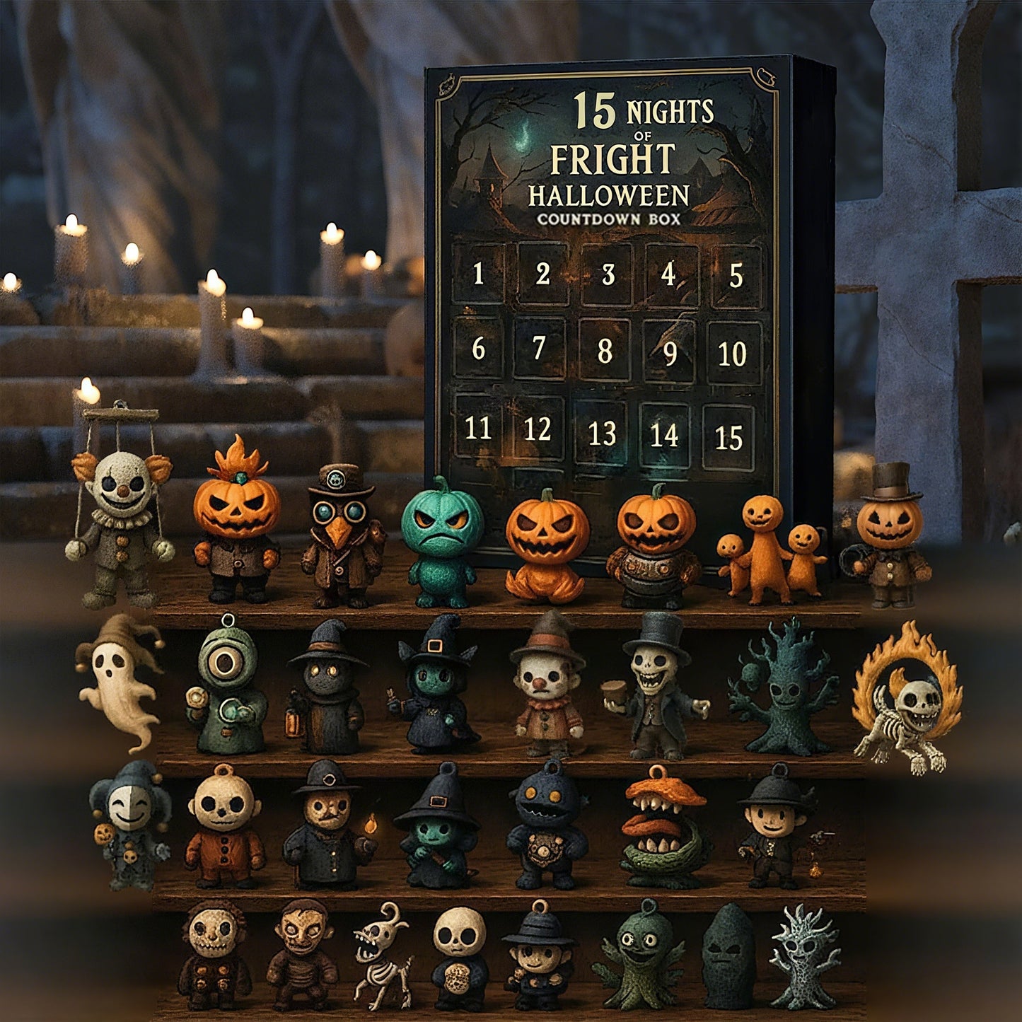 🔥LAST DAY 49% OFF - 🎃31 Nights of Fright – Halloween Countdown Box with Figurines