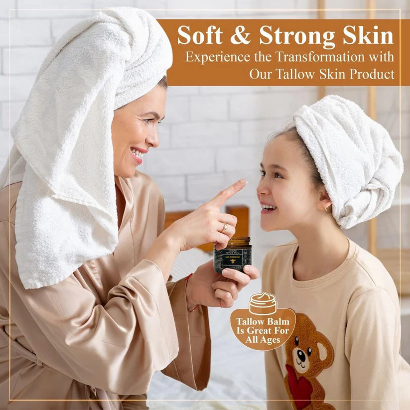 Organic Grass-Fed Beef Tallow Balm with Raw Honey - Handmade All-Natural Moisturizer for Soft, Smooth, Radiant Skin