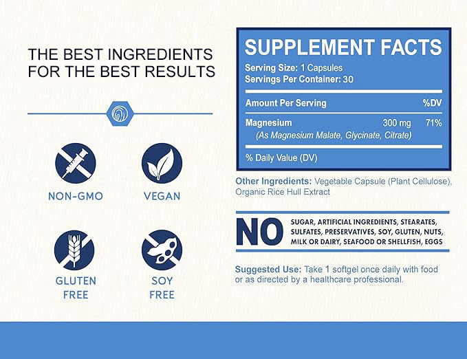 π₯ Hot TT Deal, Lowest Price Online, Limited-Time Discount β³ | Triple Magnesium Complex | 300mg Magnesium Glycinate, Malate, & Citrate for Muscles πͺ, Nerves π§ , & Energy β‘