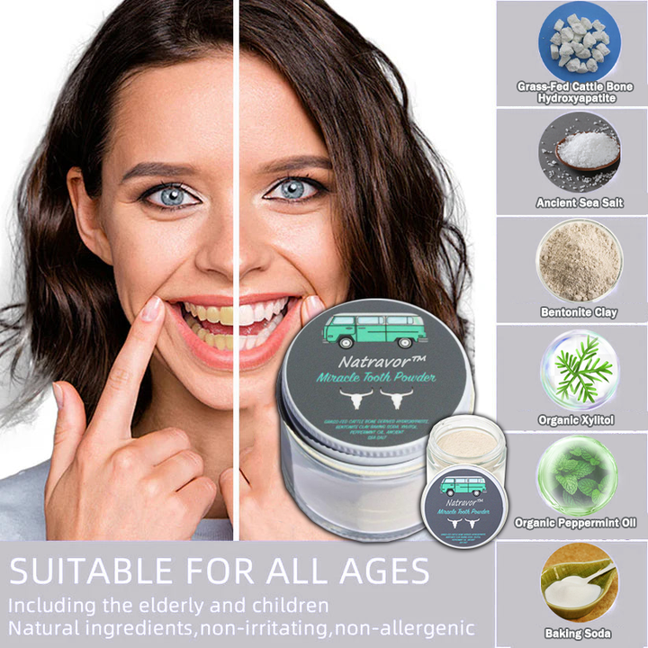 Natravor™Miracle Tooth Powder🦷Obtain American Dental Association (ADA) Certification (Treats periodontitis and mouth ulcers, prevents tooth loss, and repairs gum recession）