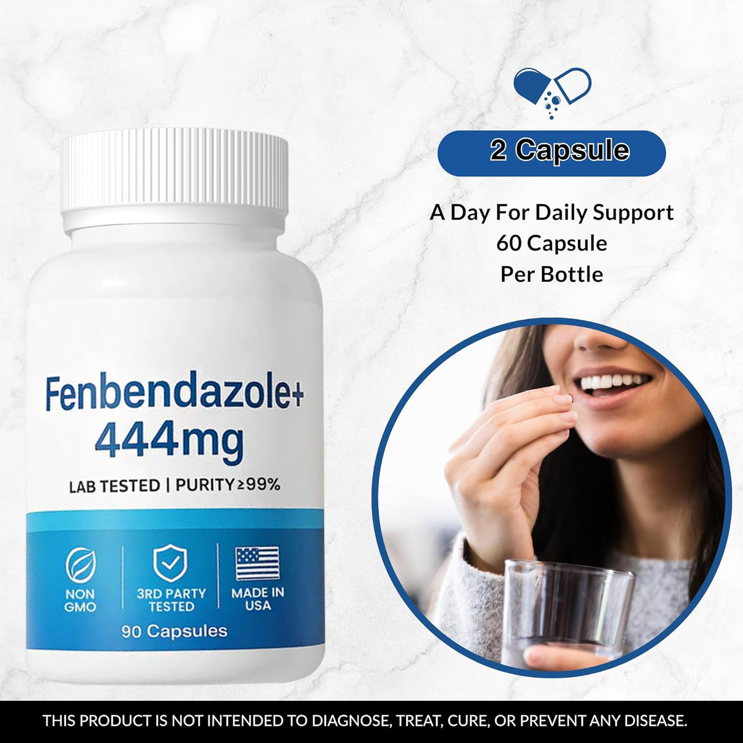 Last Day Promotion✨65% OFF🎁-High-Purity Fenbendazole 444mg Capsules – >99% Purity Certified, 90 capsules|Deworming