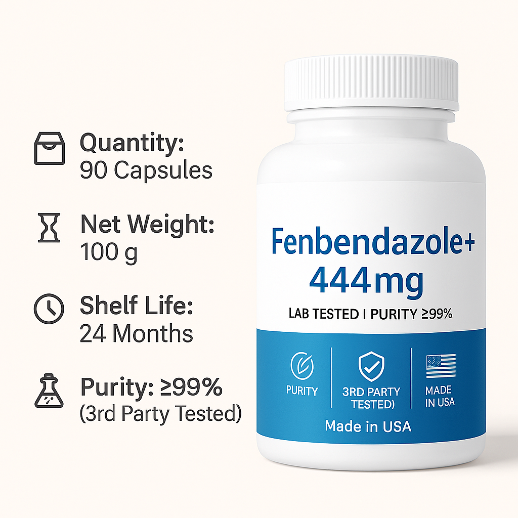 Last Day Promotion✨65% OFF🎁-High-Purity Fenbendazole 444mg Capsules – >99% Purity Certified, 90 capsules|Deworming