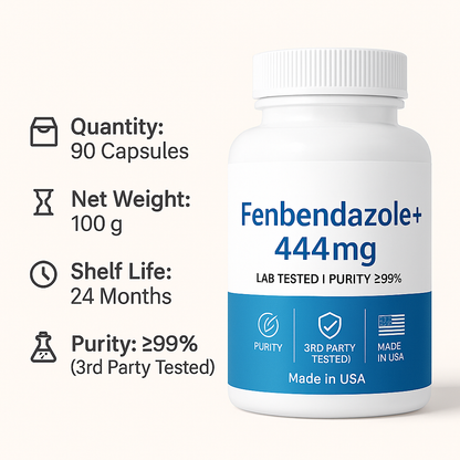 Last Day Promotion✨65% OFF🎁-High-Purity Fenbendazole 444mg Capsules – >99% Purity Certified, 90 capsules|Deworming