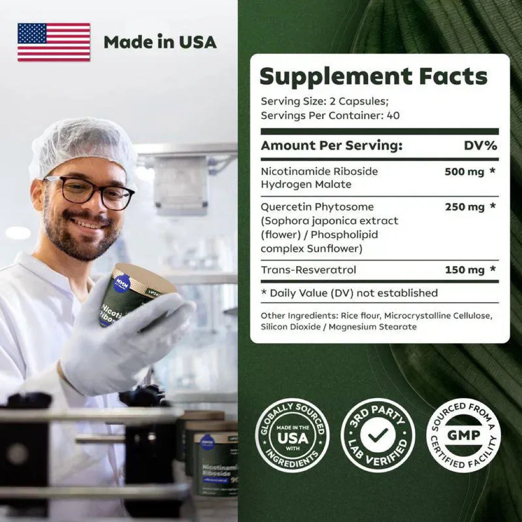 🔥High Purity  Supplement🔥|Liposomal Nicotinamide Riboside, Resveratrol, Quercetin for Anti-Aging, Energy, and Focus