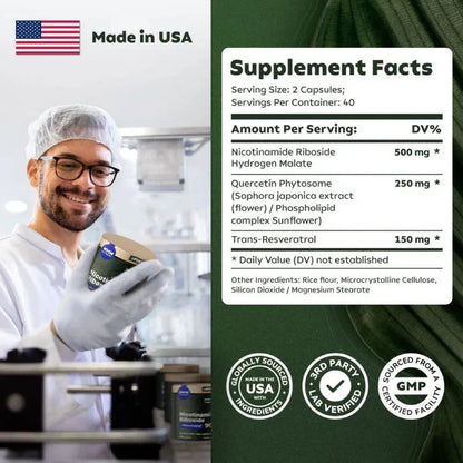 🔥High Purity  Supplement🔥|Liposomal Nicotinamide Riboside, Resveratrol, Quercetin for Anti-Aging, Energy, and Focus